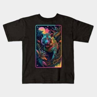 Abstract Tiger In Neon Jungle Kids T-Shirt